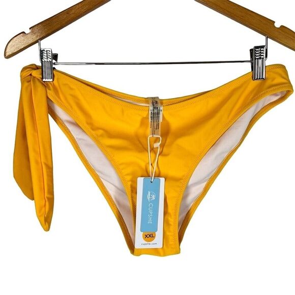 NEW Cupshe Womens XXL Yellow Solid Bikini Bottom Side Tie NWT - Picture 2 of 6